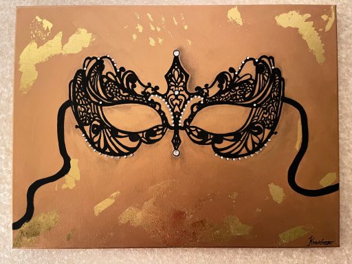 Maskenball- verfügbar Acryl / Gold / Glitzerstein