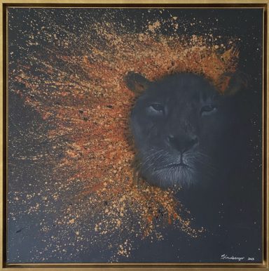 LION, gerahmt- verfügbar Acryl / Kreide