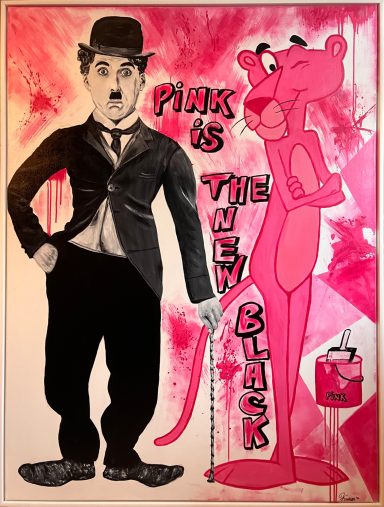 Pink vs Black, gerahmt- ausgestellt in Barth,Galerie kunstvoll Acryl