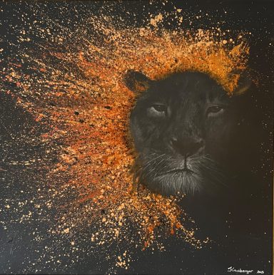 Lion, gerahmt- verfügbar Acryl/ Kreide