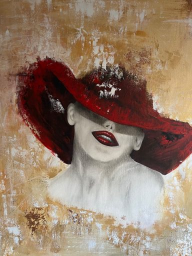 Red Hat Lady-gespendet Kohle / Acryl